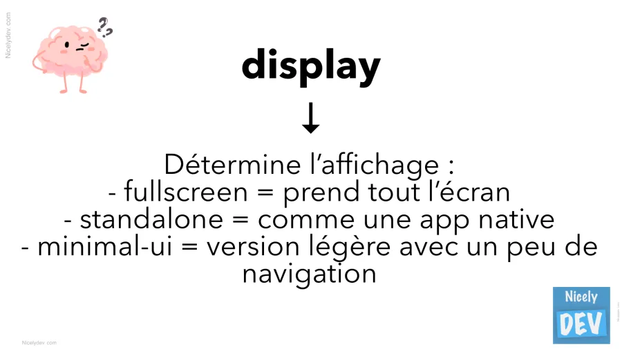 Display dans le manifest.json