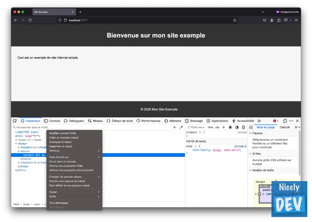 Supprimer, dupliquer, ... un élément