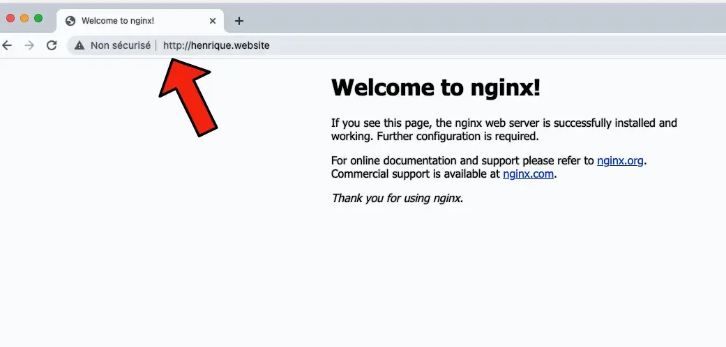 Page d'accueil de Nginx