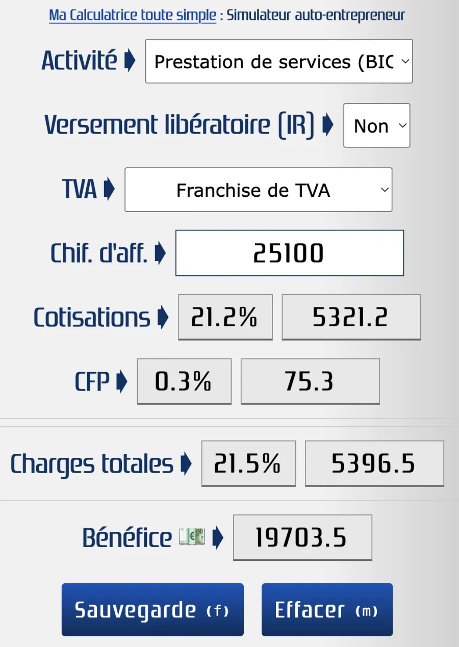Calculer les cotisations avec franchise de TVA pour un AE