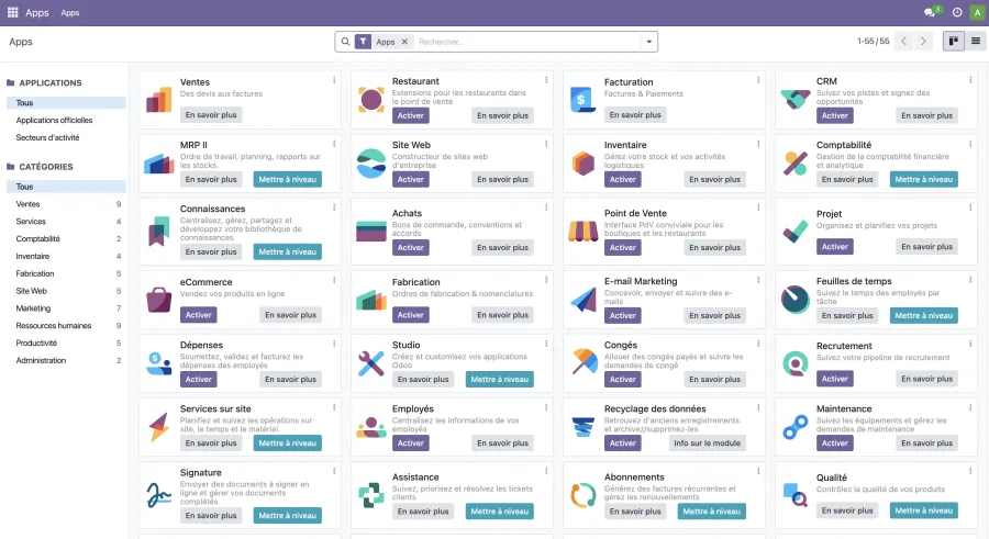Odoo interface