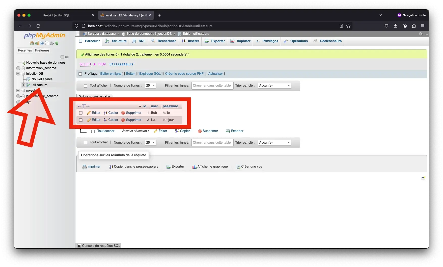 Liste des utilisateurs dans phpMyAdmin