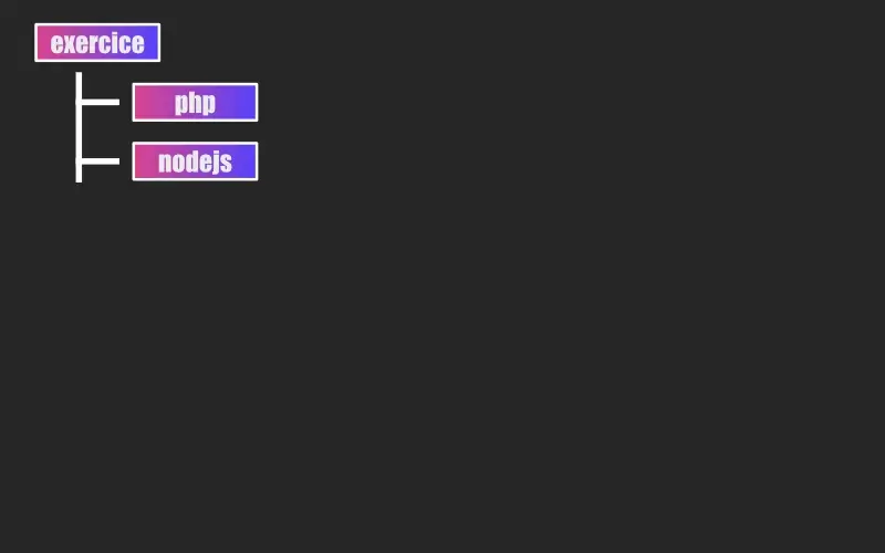 Création du dossier exercice, php et nodejs