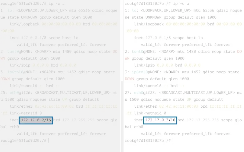 Trouver l'IP des deux conteneurs