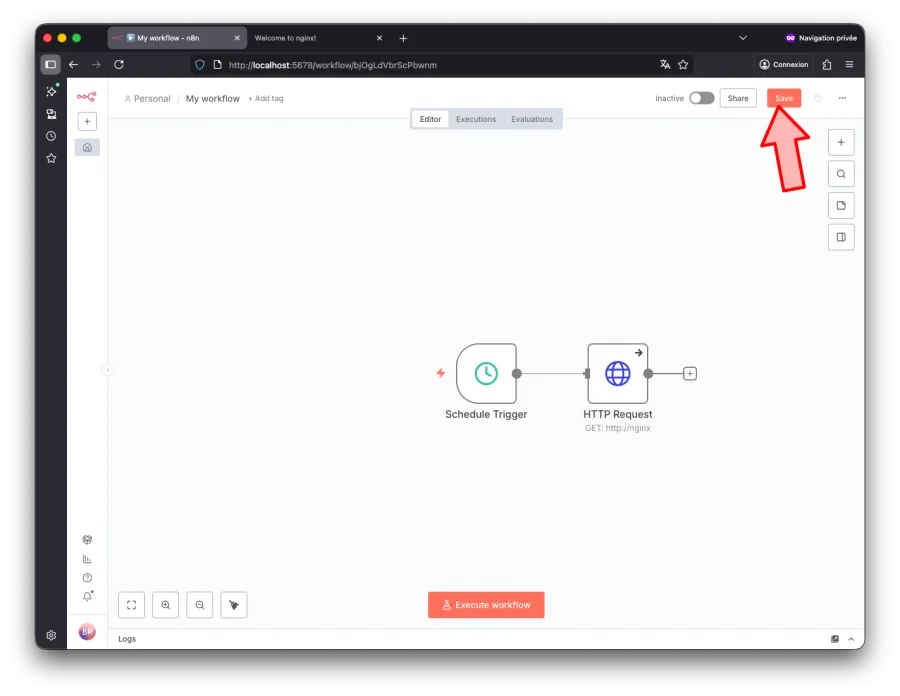 Sauvegarder le workflow avec n8n