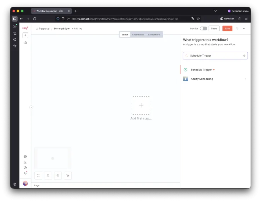Créer un Schedule Trigger