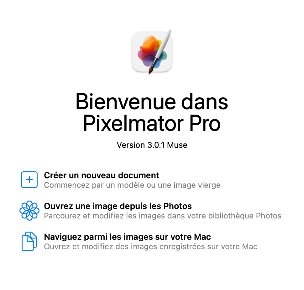 Créer un nouveau document dans Pixelmator Pro