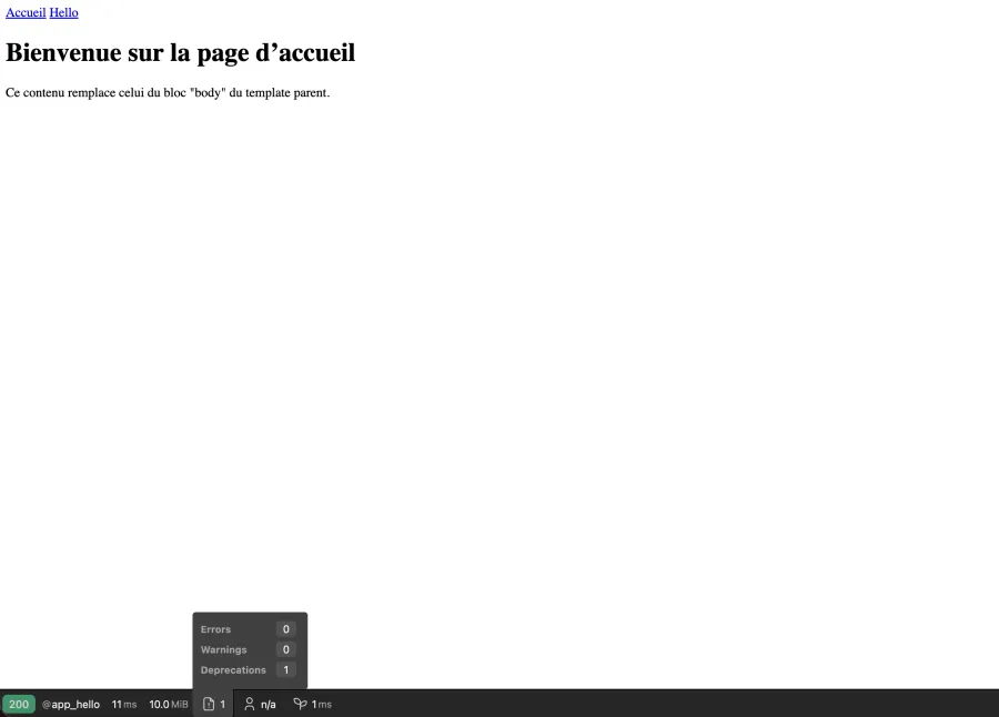 Les logs dans la barre profiler