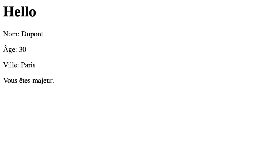 Resultat de Twig avec une condition